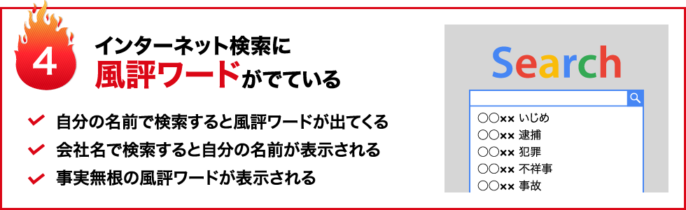 インターネット検索に風評ワードがでている